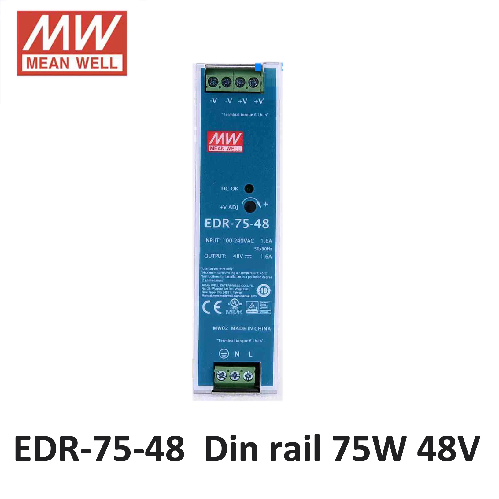 Mean Well EDR 75 24 AC/DC мини размер Вт в промышленный din рейку блок питания 12 В 48 Meanwell
