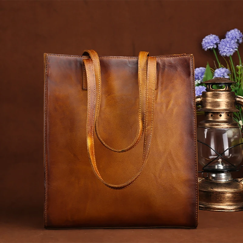 Изготовленная из первого слоя воловьей кожи сумка для женщин винтажная