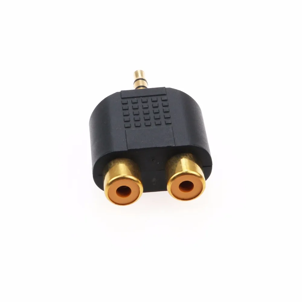 JCD 1/8 &quot3 5 мм Джек 2 адаптер RCA Y сплиттер стерео штекер 2x женский золотой мини