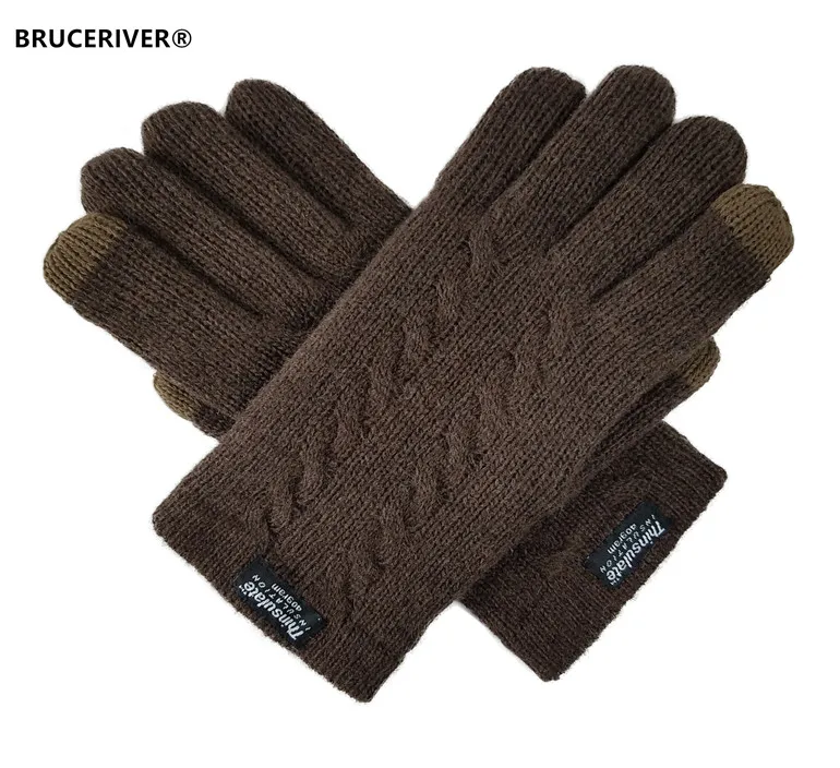 Brown Bruciver женские перчатки из чистой шерсти с сенсорным экраном и подкладкой Thinsulate и кабельным дизайном - Цвет: Brown