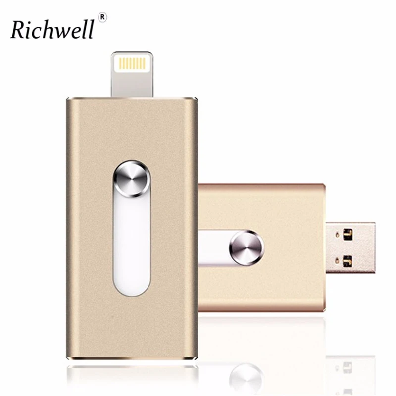 Richwell флеш-накопитель 32 Гб 64 Гб 128 ГБ Usb флэш-накопитель 16 ГБ 8 ГБ карта памяти OTG для Iphone 8/7/7 Plus/6 S/6 Plus/Iphone 5/5S/ipad& ПК