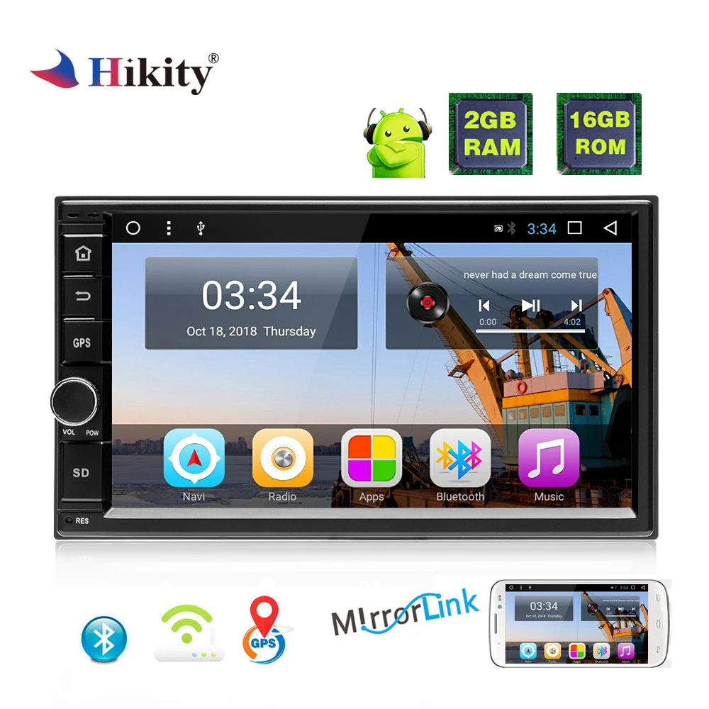 Hikity 2 din автомагнитола Android gps Автомобильный мультимедийный MP5 плеер " сенсорный экран IOS/Android зеркальная связь автомобиля стерео Поддержка камеры