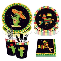 mexico cinco de mayo disposable tableware party decorations sets carton cactus plates napkin cups mexican party favors supplies