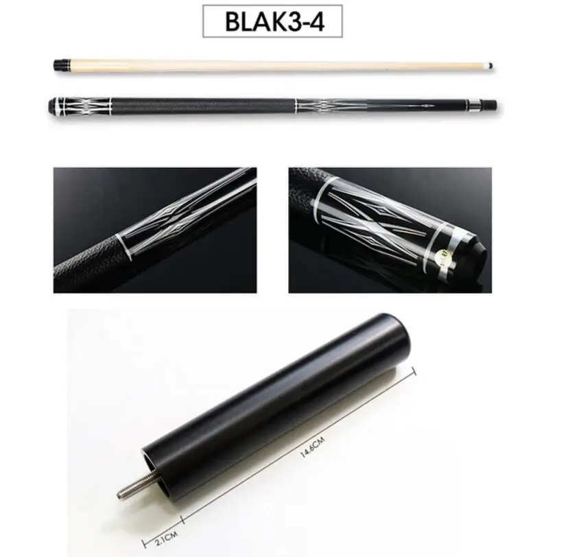 BLAK34 with Black PREOAIDR 3142 блак бильярдный кий для бассейна 13 мм 11,5 мм 9,5 мм наконечник с удлинителем черный/серебристый Профессиональный кий для пула бильярда кий - Цвет: BLAK34 with Black