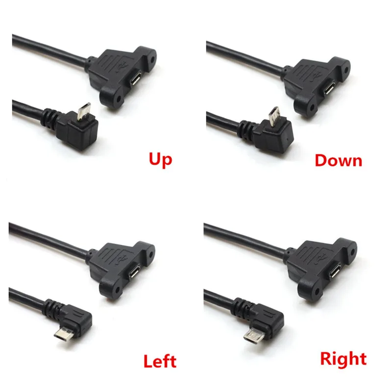 Micro USB 5pin Up Down Left Right Angled Elbow 2.0 Male to Female Extension Cable With Panel Mount Hole 30cm 50cm | Электроника