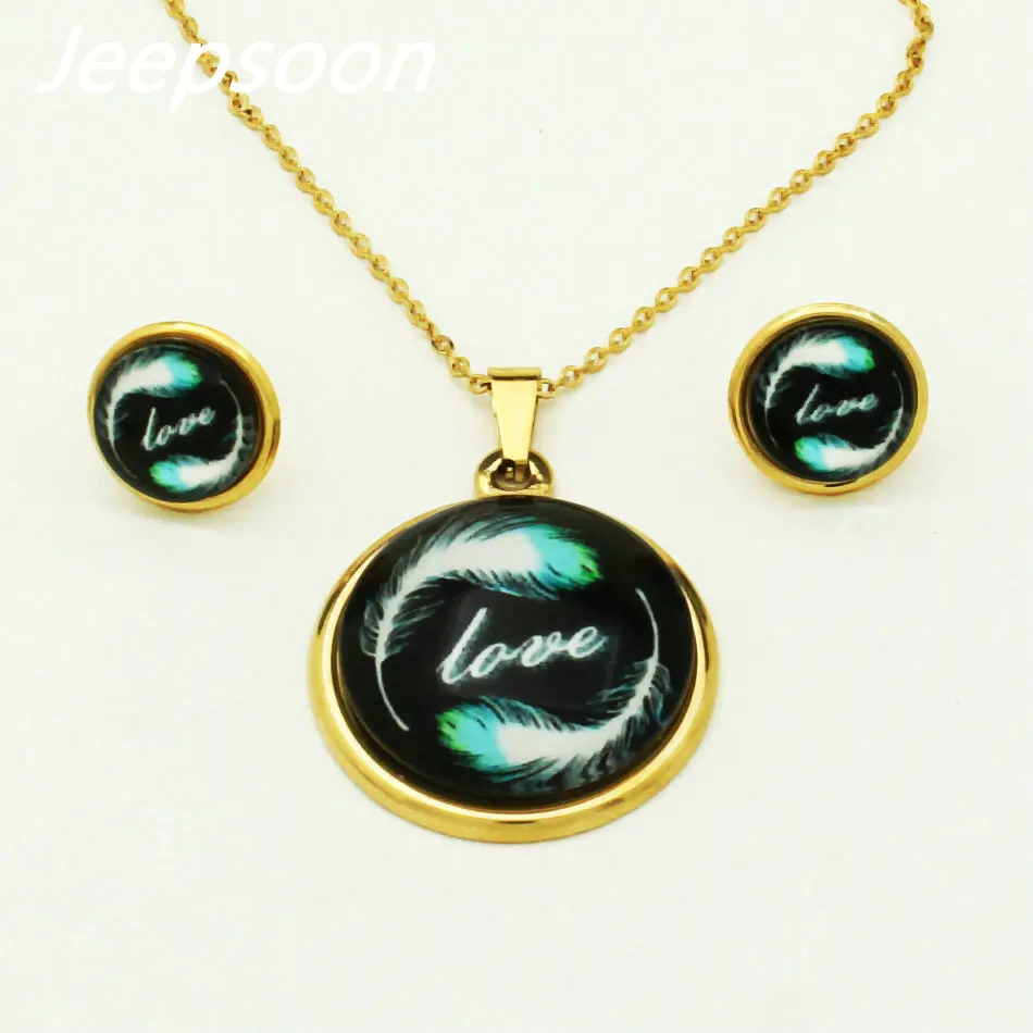 Newest Fashion Stainless Steel Jewelry pendant and earring sets For Women Wholesale SFX0022 |