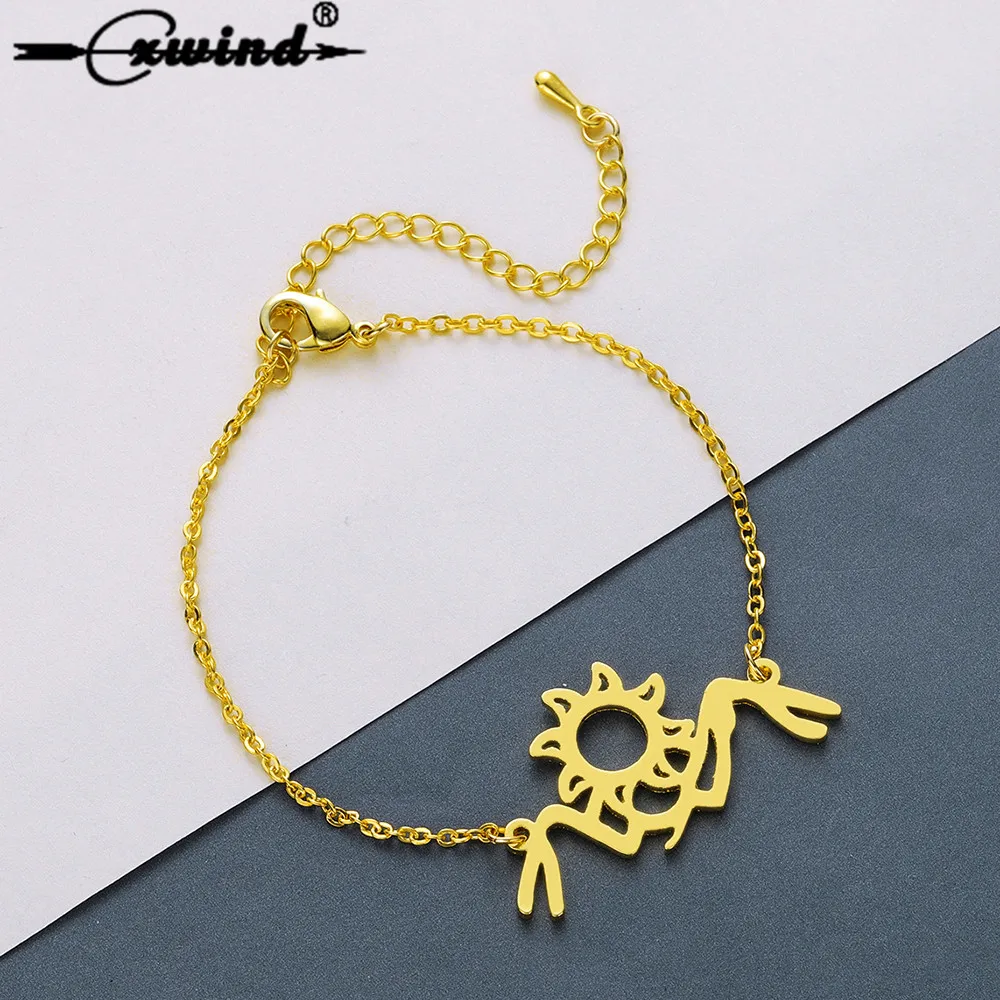 

Cxwind Stainless Steel Mountain Moon Bracelets for Women Man Cuff Gold Color Pulseira Feminina Lover's Engagement Jewelry