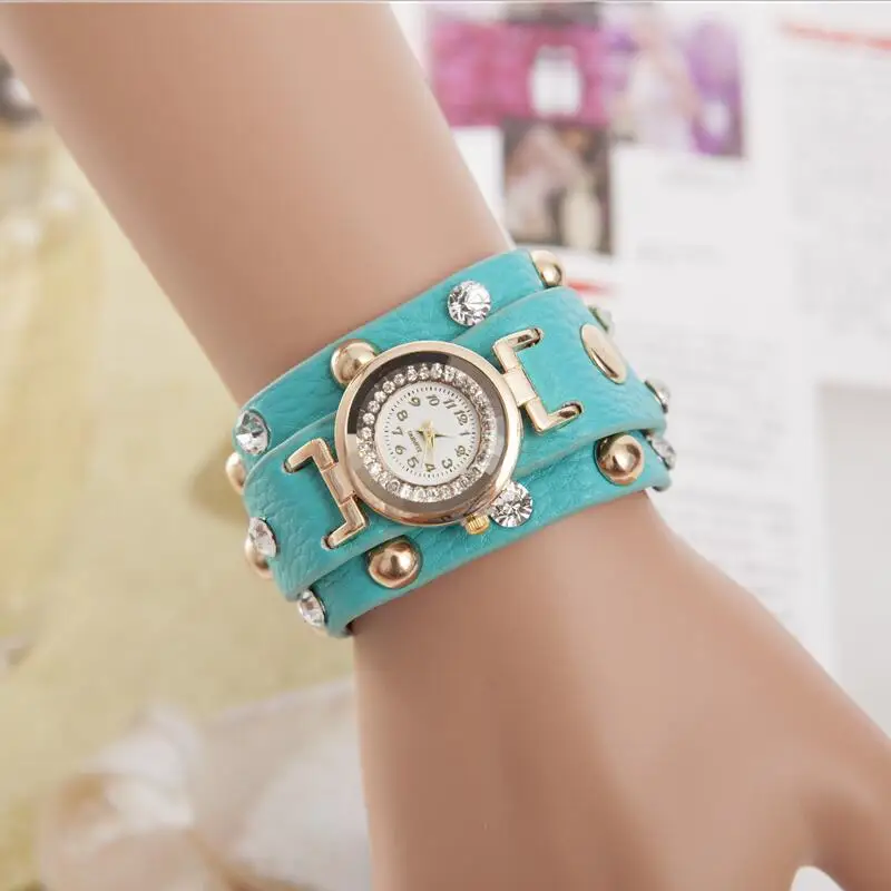 MINHIN винтажные женские часы со стразами роскошные искусственная кожа наручный