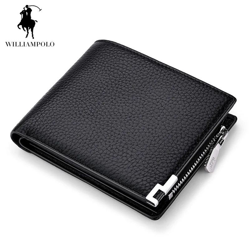 Роскошный брендовый WILLIAMPOLO кошелек из натуральной кожи, кошелек для монет, держатель для монет, повседневный футляр для монет, держатель для карт, черный цвет, PL156 - Цвет: Horizontal Black