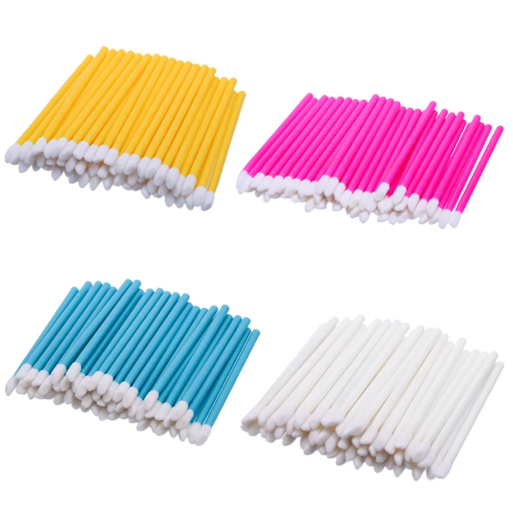 

50 Pcs Makeup brushes Cotton and plastic Disposable Lip Brush Lip Brush Gloss Wands Applicator Makeup Cosmetic Tool
