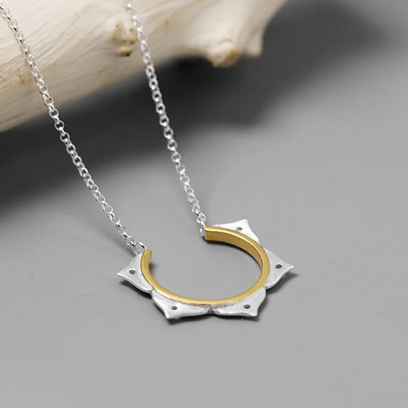 Lotus Fun Real 925 Sterling Silver Handmade Designer Fine Jewelry Creative Minimalist Lotus Flower Necklace for Women