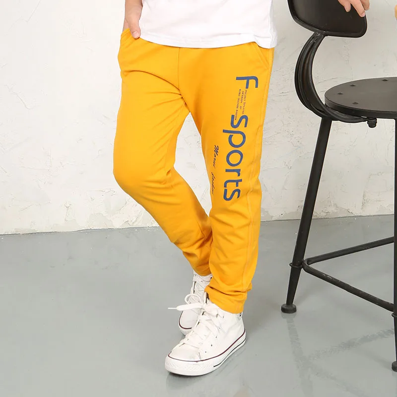 YELLOW boys pants Штаны для мальчиков; хлопковые брюки; осень г.; F-SPORTS повседневные спортивные штаны с буквенным принтом; детская одежда для мальчиков; одежда для активного отдыха; детские штаны - Цвет: YELLOW boys pants