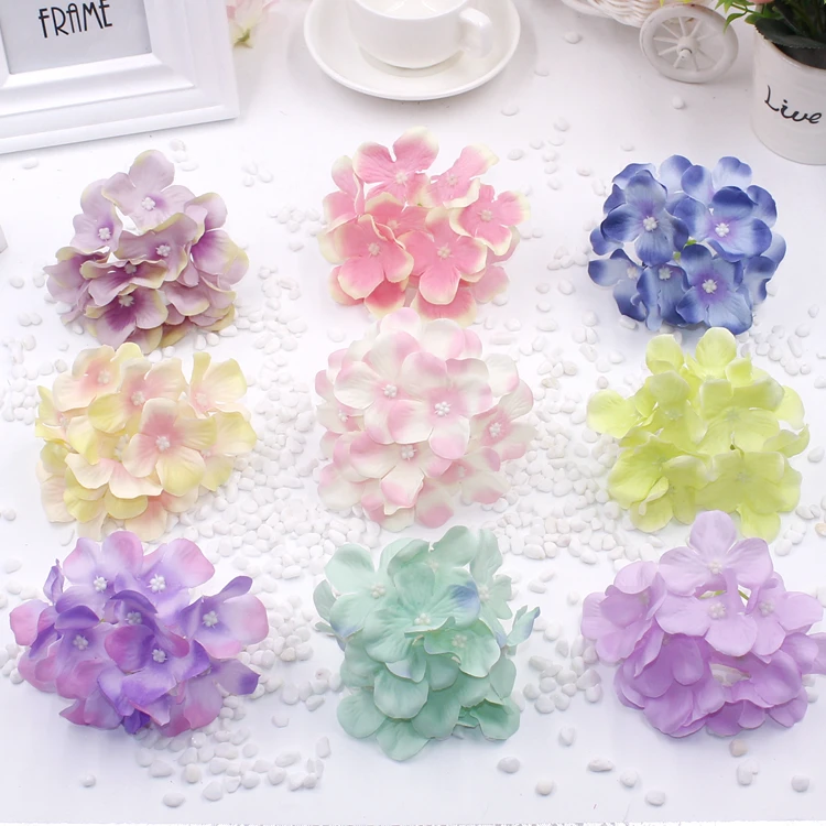 

New 10 pcs/lot Silk Artificial Hydrangea Flower For Wedding Valentine's Day Living Room Decoration Bride Bouquet Rosa Flower