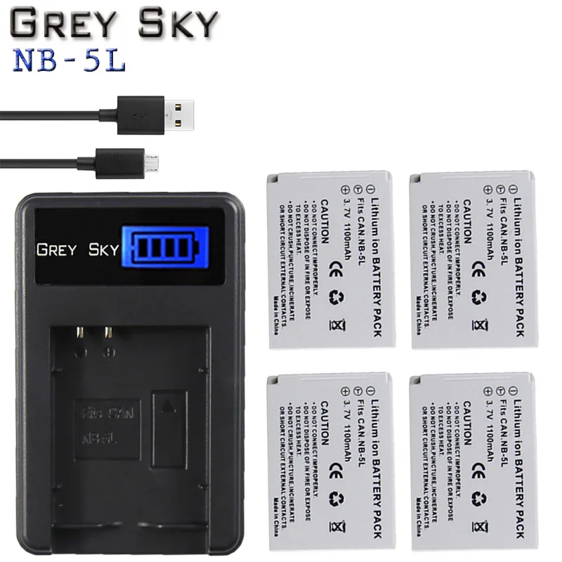 Charger and 4battery 2 шт. NB-5L NB 5L NB5L Батарея+ Зарядное устройство для Canon SX200is SX210IS SX220HS SX230HS CB-2LXE PowerShot S100 S110 SD950 SD970 SD990 - Цвет: Charger and 4battery