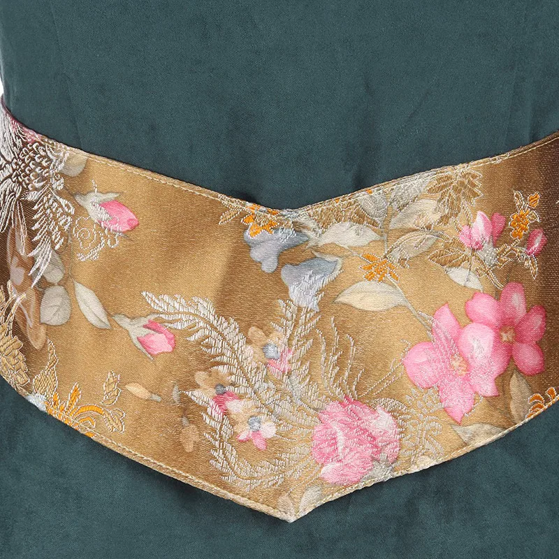 ROLECOS женское средневековое ретро платье Ренессанс темно зеленое длинное из