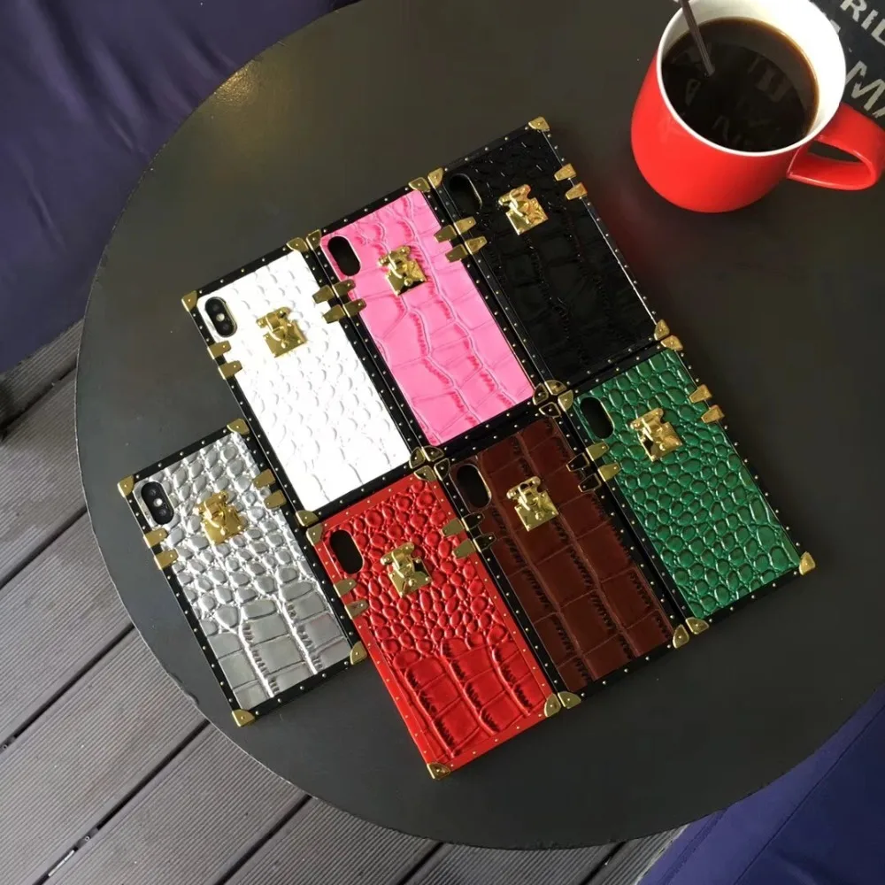 Чехол из крокодиловой кожи с золотыми пуговицами для iPhone X XR Xs Max 8 8plus 7 plus мягкая
