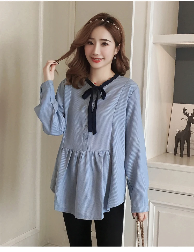 2018 Осенняя корейская мода для беременных блуза свободного кроя с длинным рукавом - Фото №1
