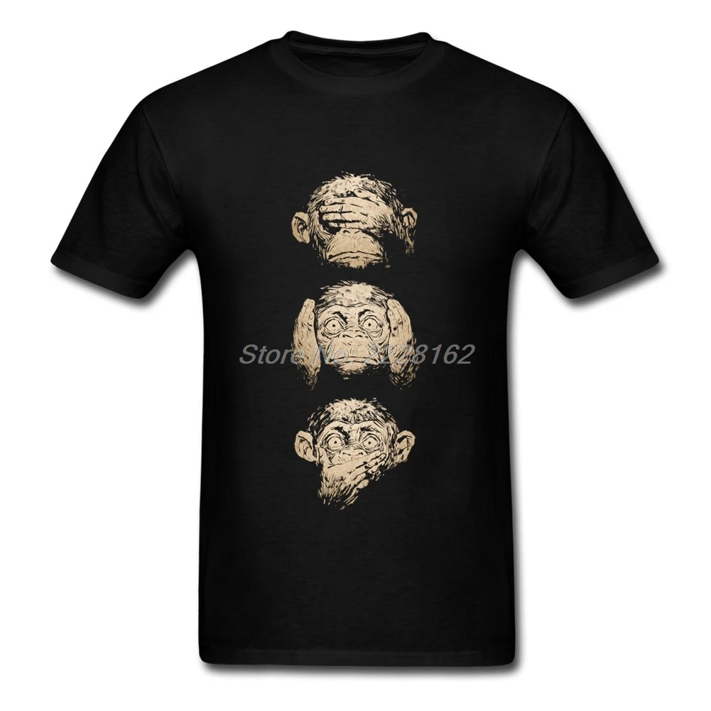 Хлопковая Подростковая футболка для мужчин с надписью Wise Monkeys Good Harajuku блузки
