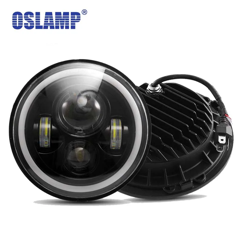 Oslamp " светодиодный светильник на голову, лампы янтарного белого цвета, Halo Angle Eyes, светодиодный сигнальный светильник 12 В для Jeep Wrangler 2007- JK