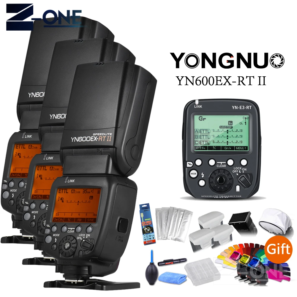 YONGNUO 3 * YN 600EX RT II 2 4G беспроводной HSS 1/8000s Master Flash Speedlite + E3 триггер для Canon 6D 7D 5D 1D