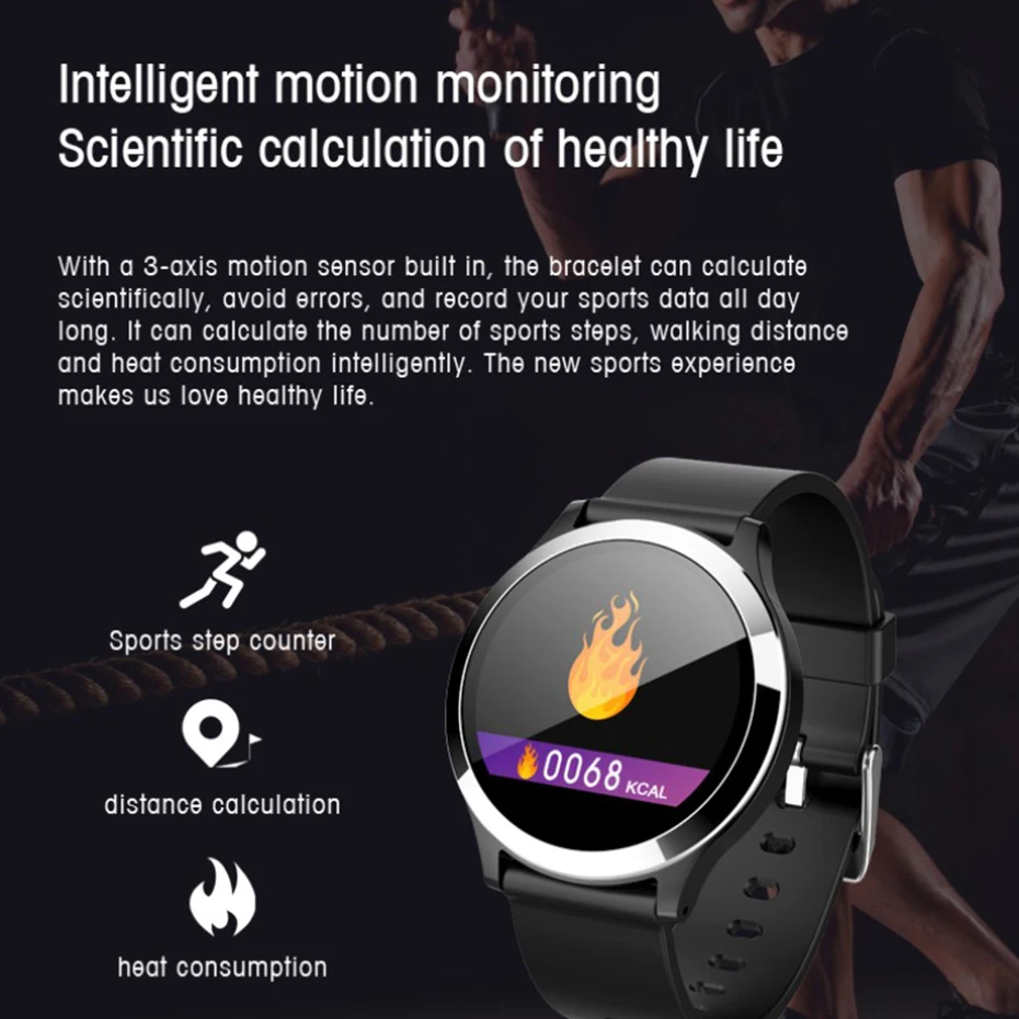 Сенсорный экран Bluetooth 4 0 Смарт часы ECG PPG монитор сердечного ритма IP67