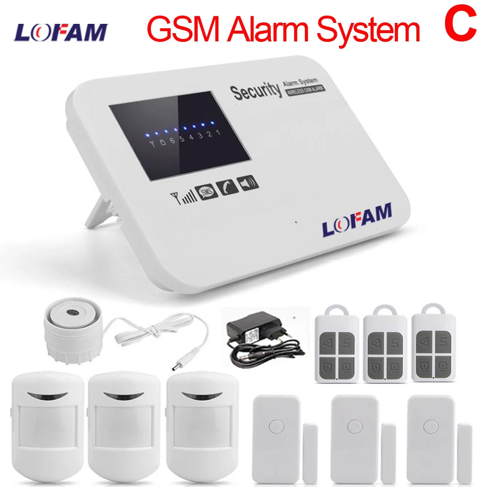 LOFAM Домашняя Беспроводная GSM сигнализация Охранная SMS комплект мобильного