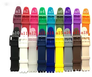 Силиконовый ремешок для мужских часов, аксессуары для часов Swatch 17 мм 19 мм, резиновый ремешок, женский спортивный водонепроницаемый ремешок для часов