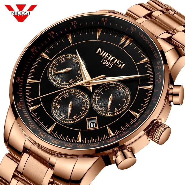 Часы наручные NIBOSI Мужские кварцевые модные повседневные брендовые Роскошные
