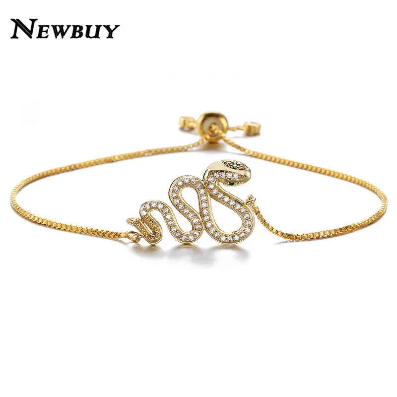 NEWBUY трендовая подвеска в виде змеи, браслет, высокое качество, медная цепочка, регулируемые браслеты и браслеты, Роскошные CZ ювелирные изделия