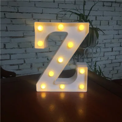 Z DIY белый светодиодный ночник с буквенным принтом, креативный Английский алфавит, номер батареи, лампа для романтической свадебной вечеринки, Рождества, домашнего декора стен - Цвет: Z