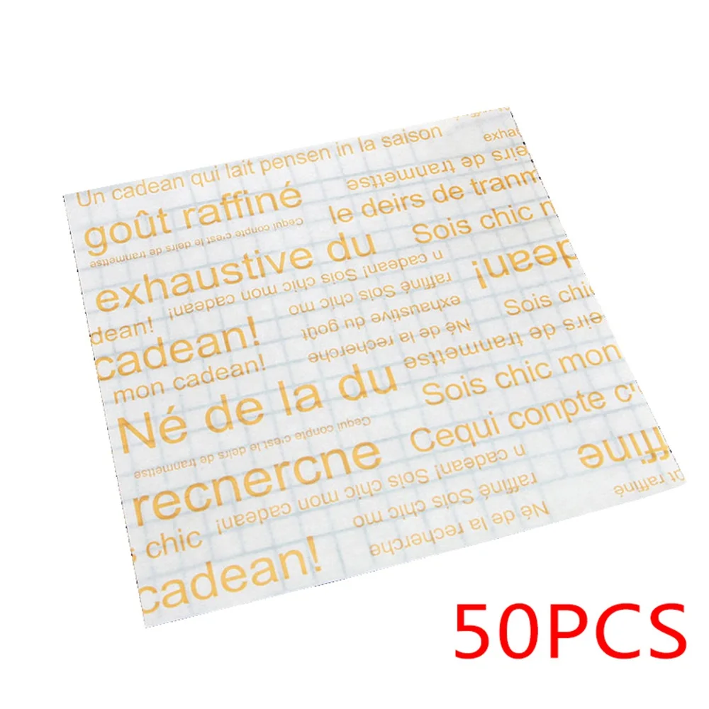 XW03401 50pcs Wax Paper Food Grade Grease Paper Food Wrappers Wrapping Paper For Bread Sandwich Burger Fries Oil Paper Baking Tool - Цвет: XW03401