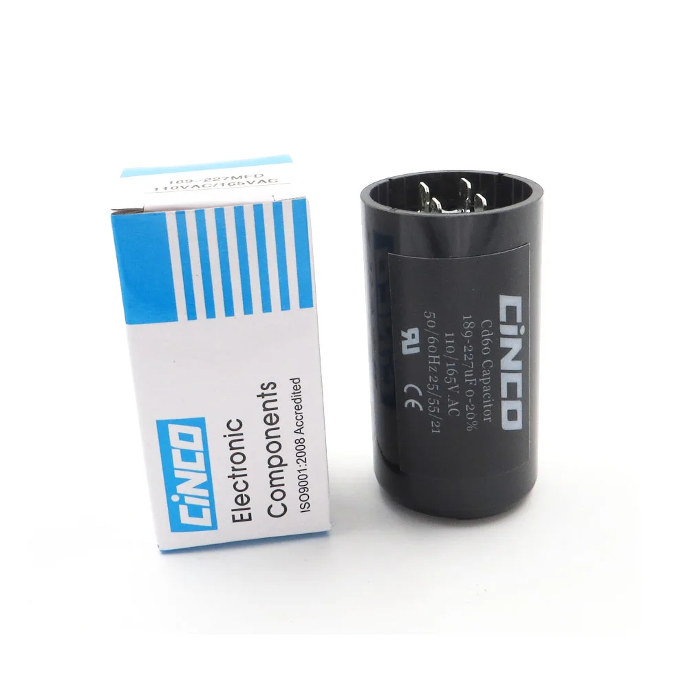 CD60 моторный запускаемый конденсатор 189 227 мкФ 110V 125V 165V mfd uf mf компрессор вентиляции