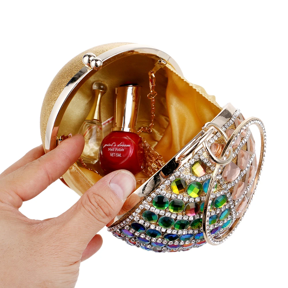 2017 Золотой/синий роскошный клатч с круглыми шариками и бриллиантами вечерние