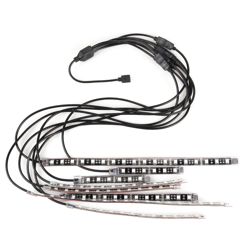 Motorcycle Car Multi-Color LED Light Kit 8pcs Strips Glow Neon Lights Flexible Lamp with Remote Controller F-Best | Автомобили и