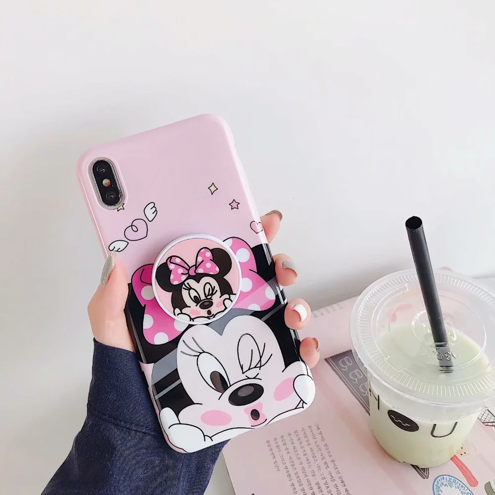 Роскошные прекрасный мультфильм микки кольцо чехол для iPhone X XS XR 6 S 7 8 плюс MAX