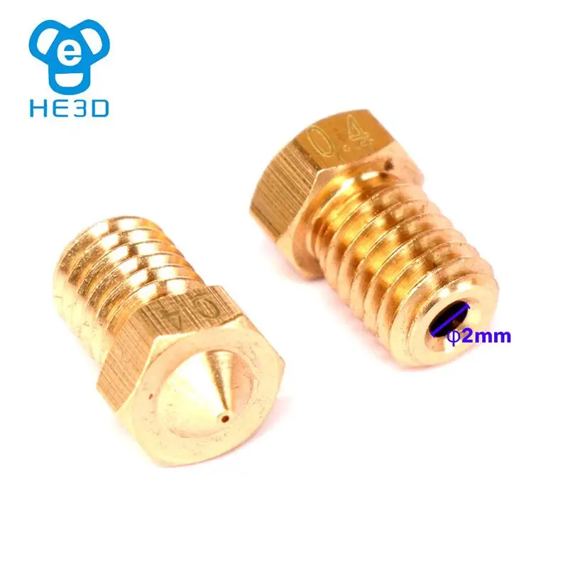 Насадка HE3D M6 для 3d принтера 2 шт. Горячий Конец v5 v6 Размер 0 4 мм чистая медь латунь