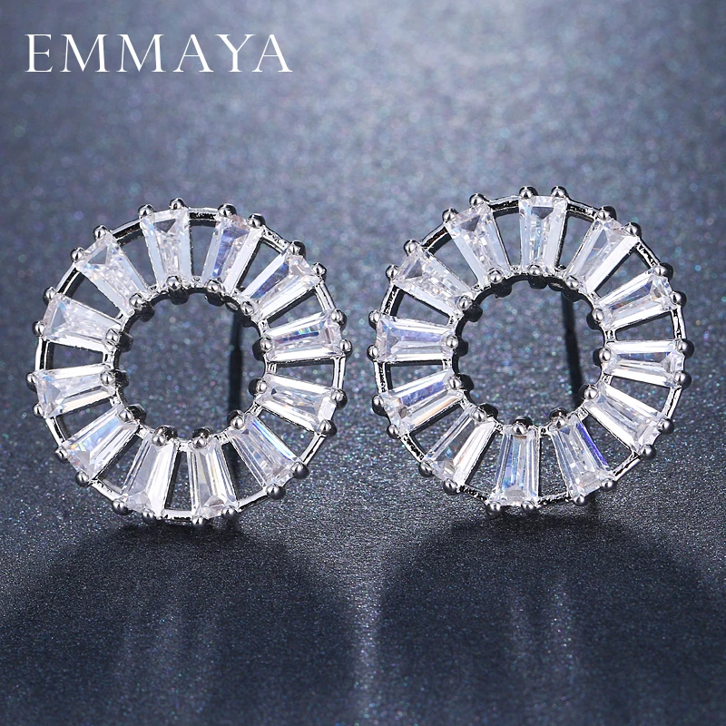 Женские круглые серьги пусеты EMMAYA модные украшения из фианита|brand stud earrings|fashion