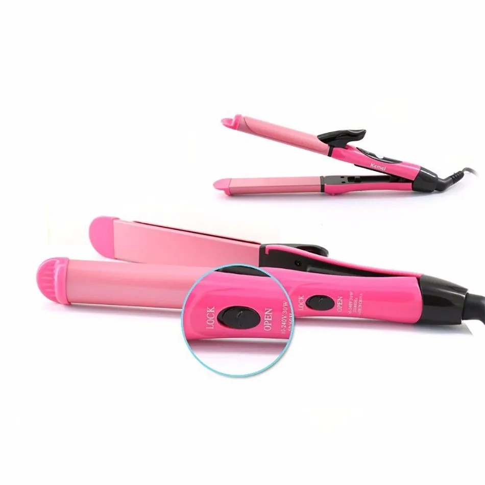 Hot Kemei KM-1055 2 in 1 Professional Hair Straightener Irons Curler Flat Iron Straightening Styling Tools Free Shipping | Бытовая