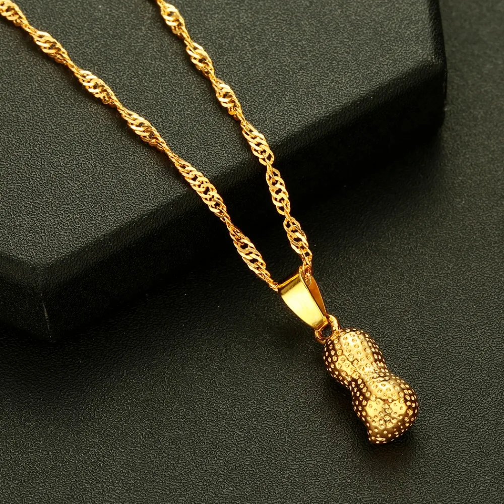 CHENGXUN Goldern Peanut Pendant Necklace Women Jewelry Men Kids Children Birth Day Decoration Accessories Choker | Украшения и