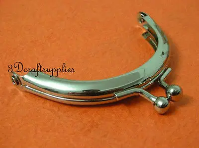 Металлический кошелек Рамка клей на застежке клип Круглый Серебряный 2 3/4 дюйма x 1