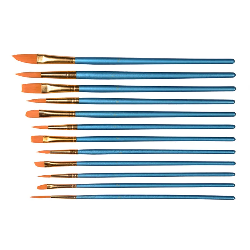 Набор нейлоновых кистей для рисования волос CONDA 12 шт. с палитрой акварельная