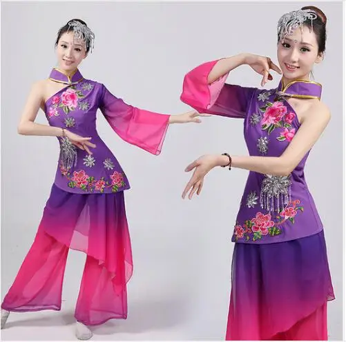 

Folk dance costumes fan classical dance suits new yangko dance performances square dance set special