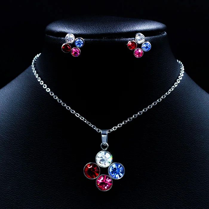 Роскошное ожерелье и серьги LUXUKISSKIDS свадебный ювелирный набор Кристальное с