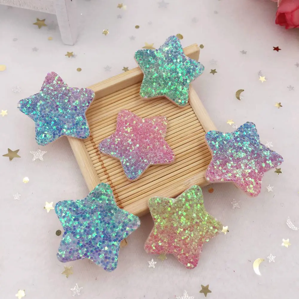 16pcs 35mm Rainbow Glitter Paillett Felt Fabric Star Patches Appliques Wedding DIY A52 | Дом и сад