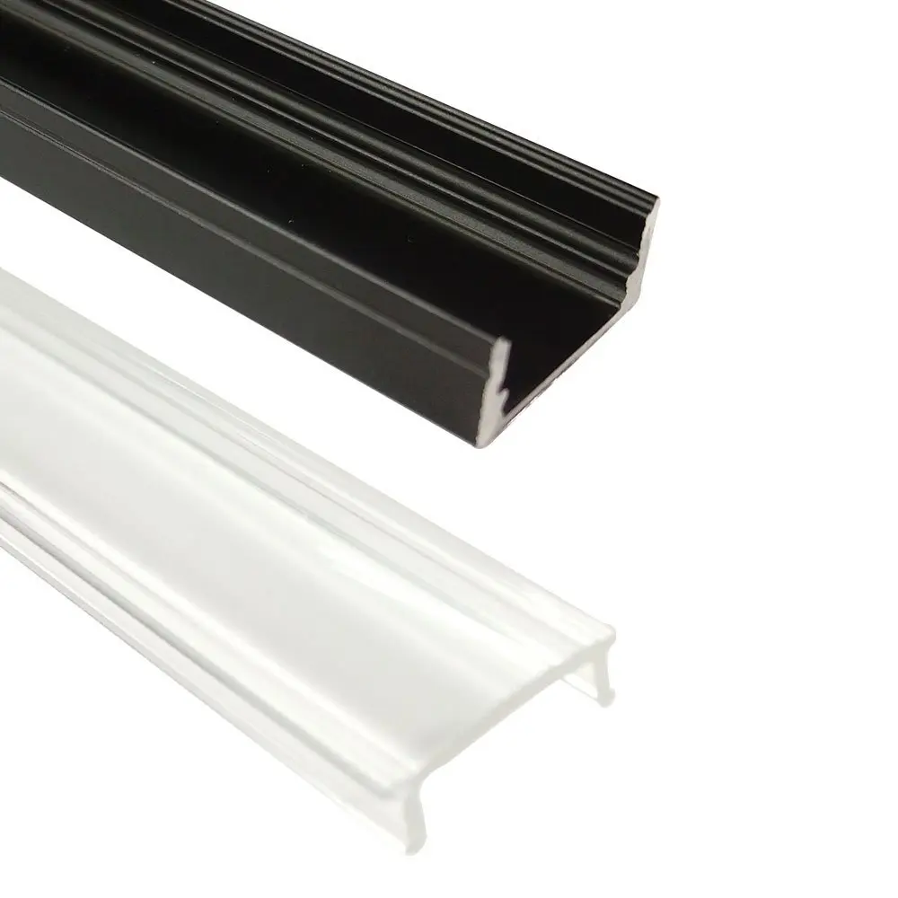 Black clear cover 10 шт./лот 1 м алюминиевый светодиодный профиль для 3528 5050 светодиодный полосы шириной 12 мм светодиодный алюминиевый канальный светодиодный светильник черный и серебристый - Испускаемый цвет: Black clear cover
