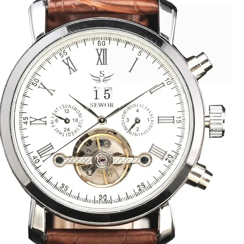 2016 Лидирующий бренд SEWOR мужские автоматические самокручивающиеся наручные часы
