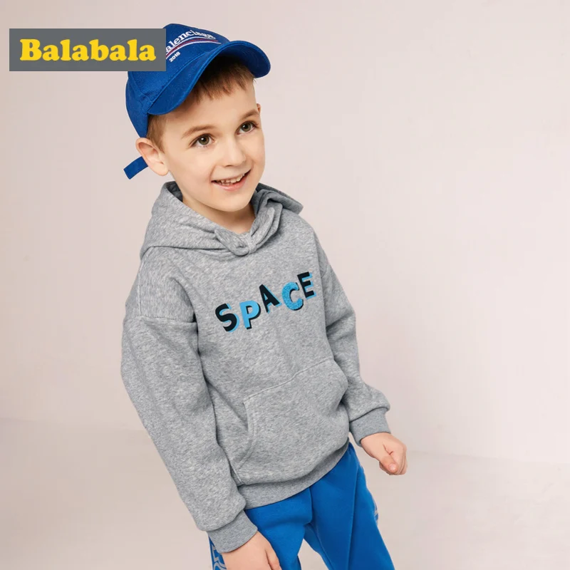 Balabala Toddler Boy Fleece-Lined Hooded Sweatshirt with Kangaroo Pocket Kids Pullover Hoodie Bow Knot Ribbed Cuff and Hem | Мать и