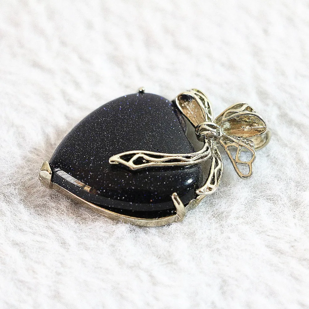 Fashion blue sandstone 31x47mm fine carving heart pendant diy jewelry B830 | Украшения и аксессуары