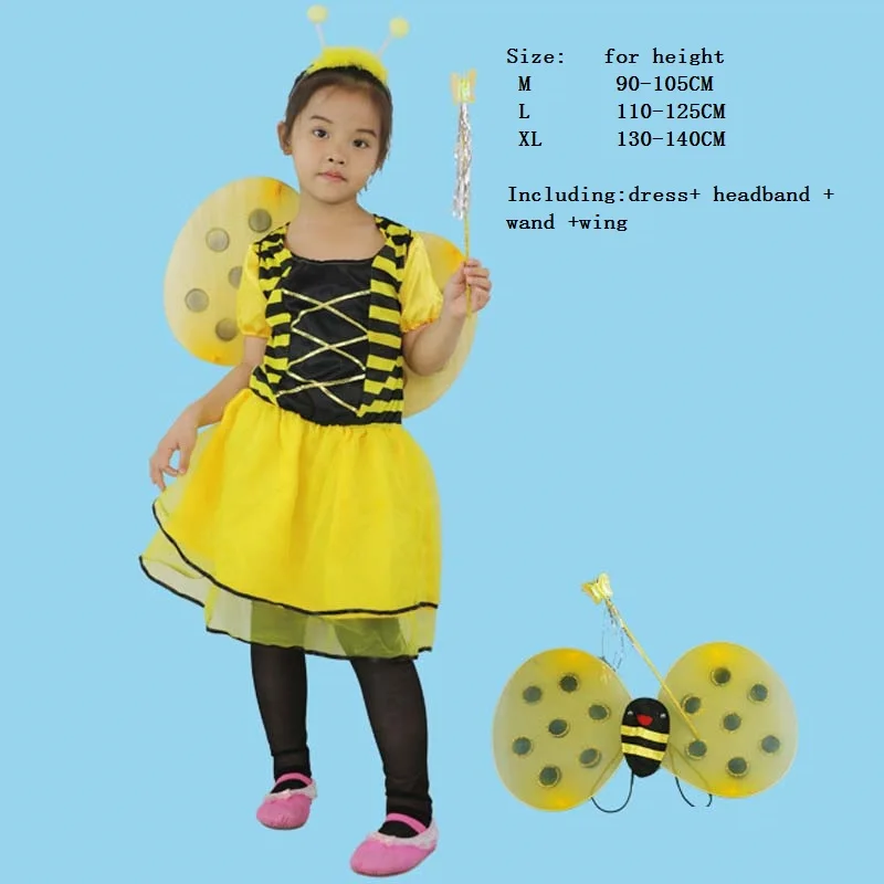 

Halloween Bee Costume Child Kids Girls Cartoon Animal Cosplay Birthday Party Dress Masquerade Purim Festival Christmas