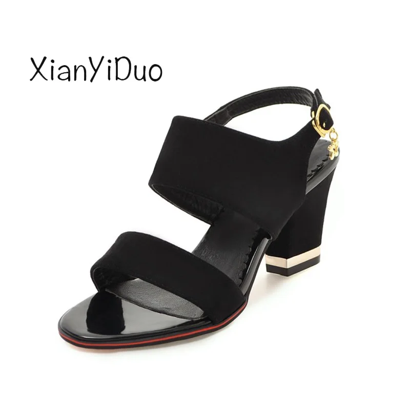 Xianyiduo/2018 летние женские босоножки цвет розовый бежевый зеленый металлические